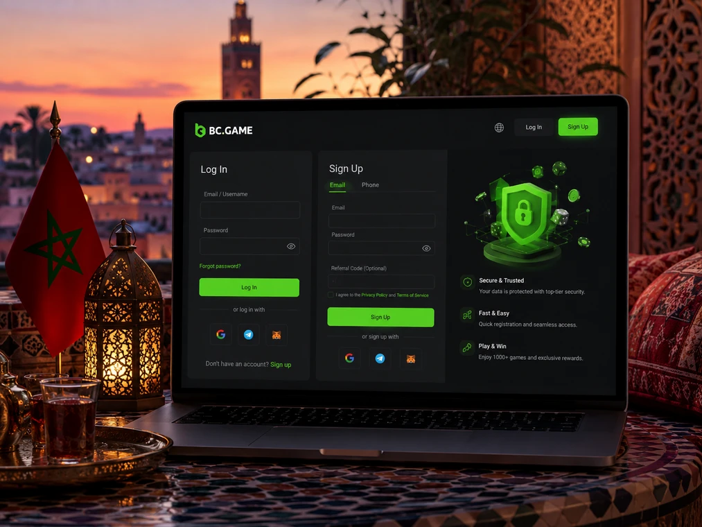 BC Game Morocco login and registration interface